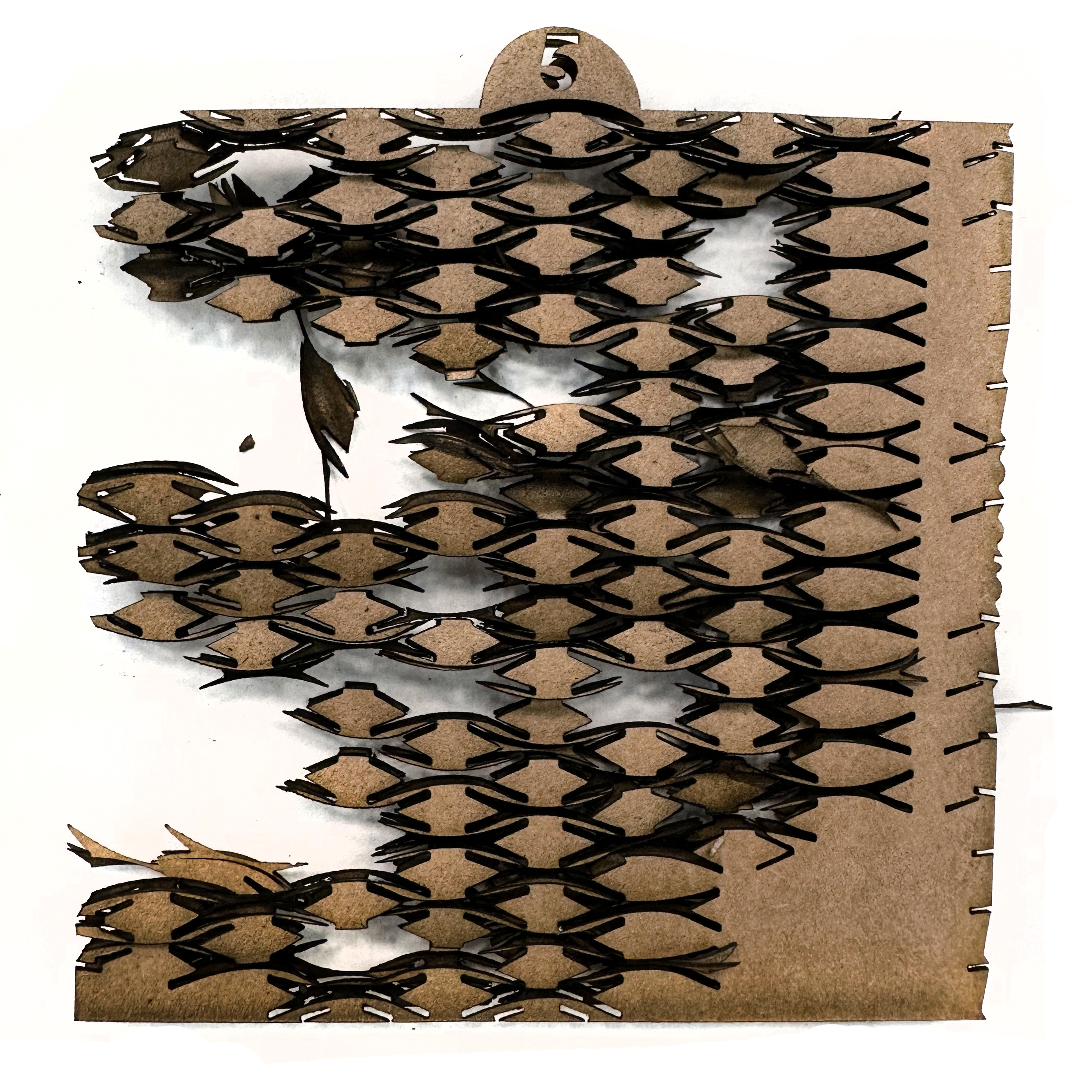 Burnt test piece from high power setting